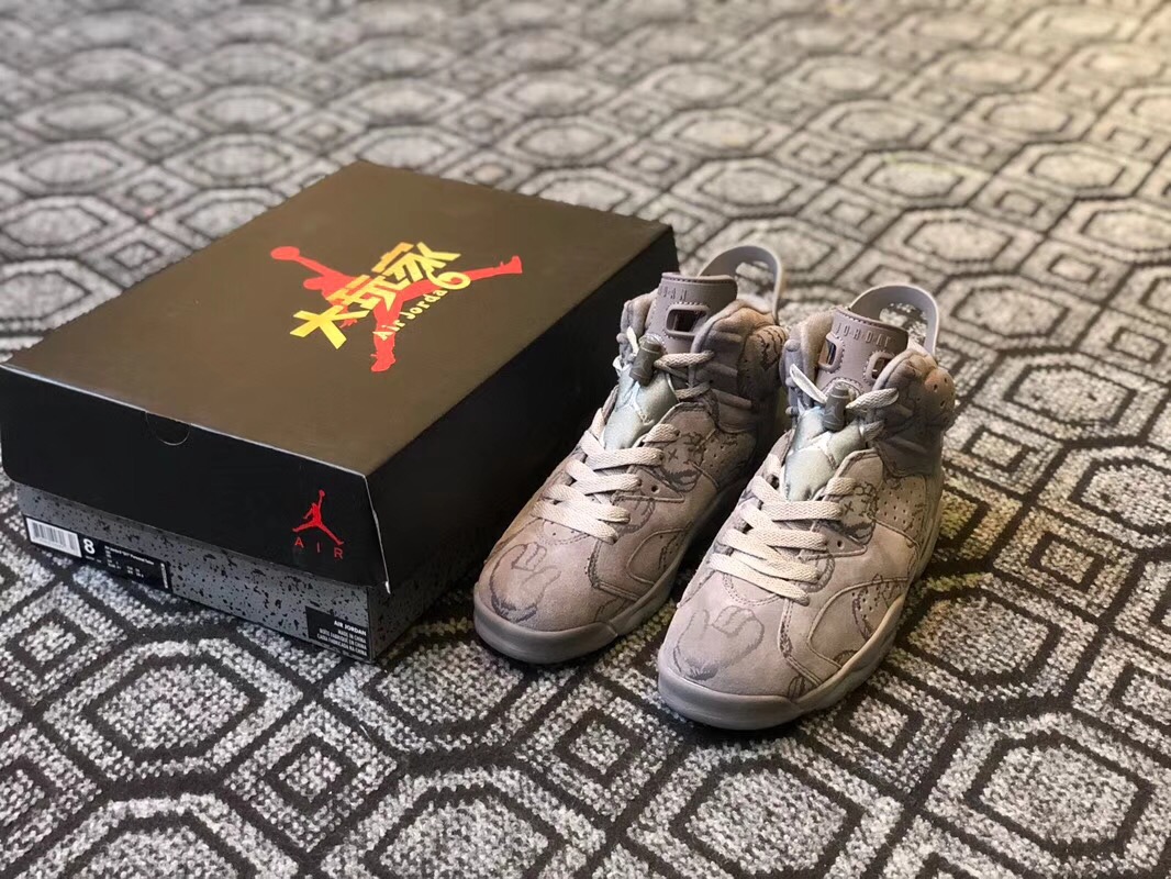 New Men AirJordan 6 KAWS X Grey Shoes